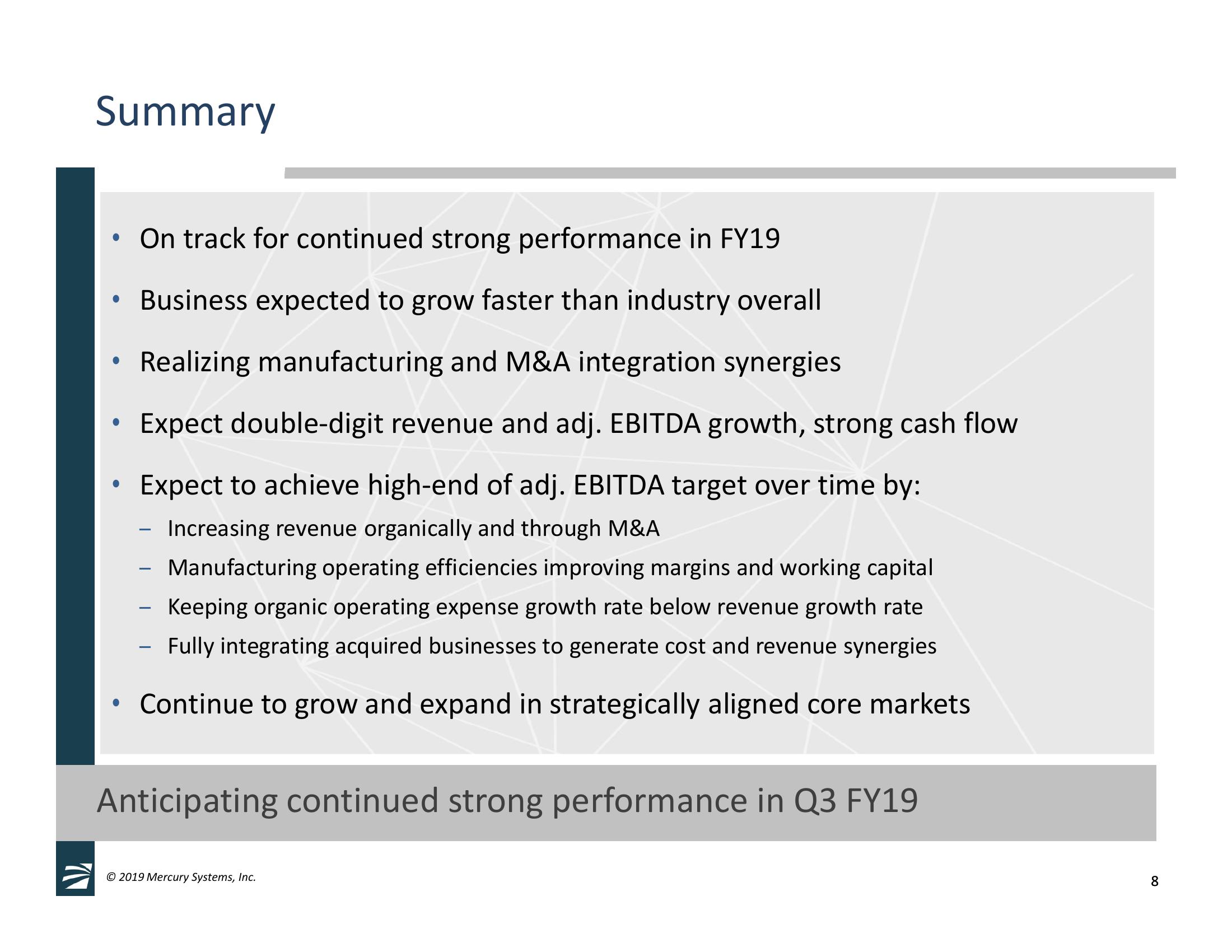 2nd Quarter Fiscal Year 2019 Financial Results & GECO Avionics, LLC Acquisition Overview slide image #8