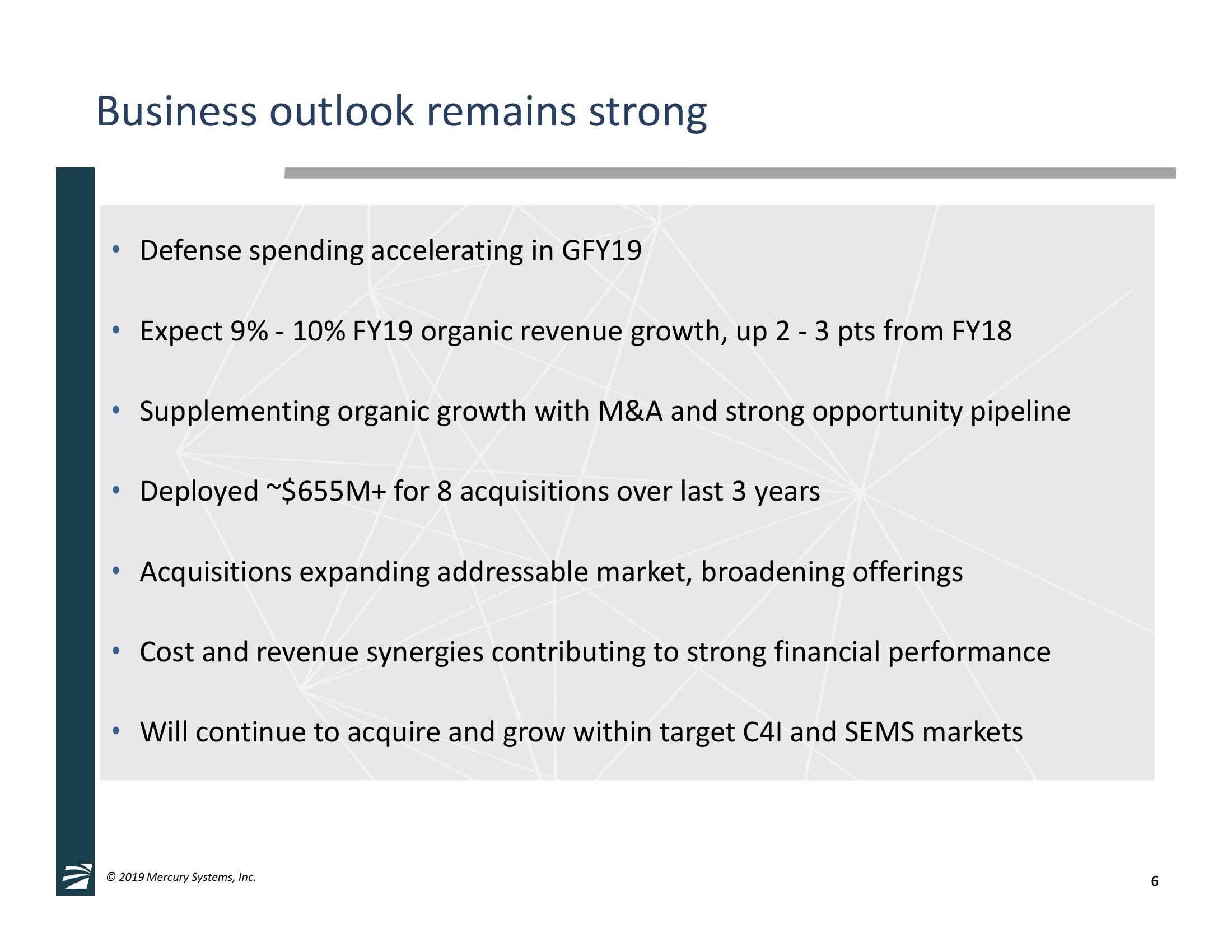 2nd Quarter Fiscal Year 2019 Financial Results & GECO Avionics, LLC Acquisition Overview slide image #6