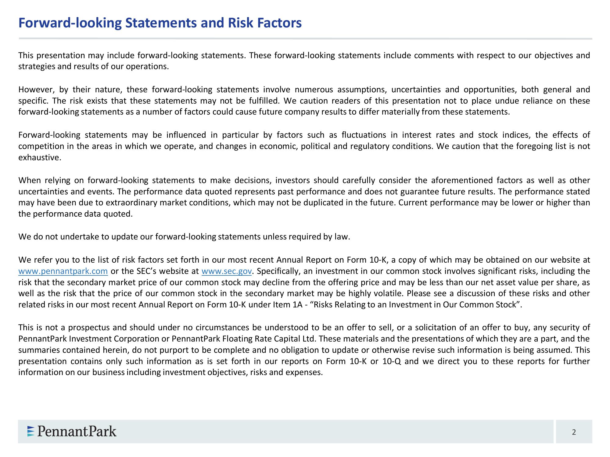 PennantPark Investment Corporation slide image #2