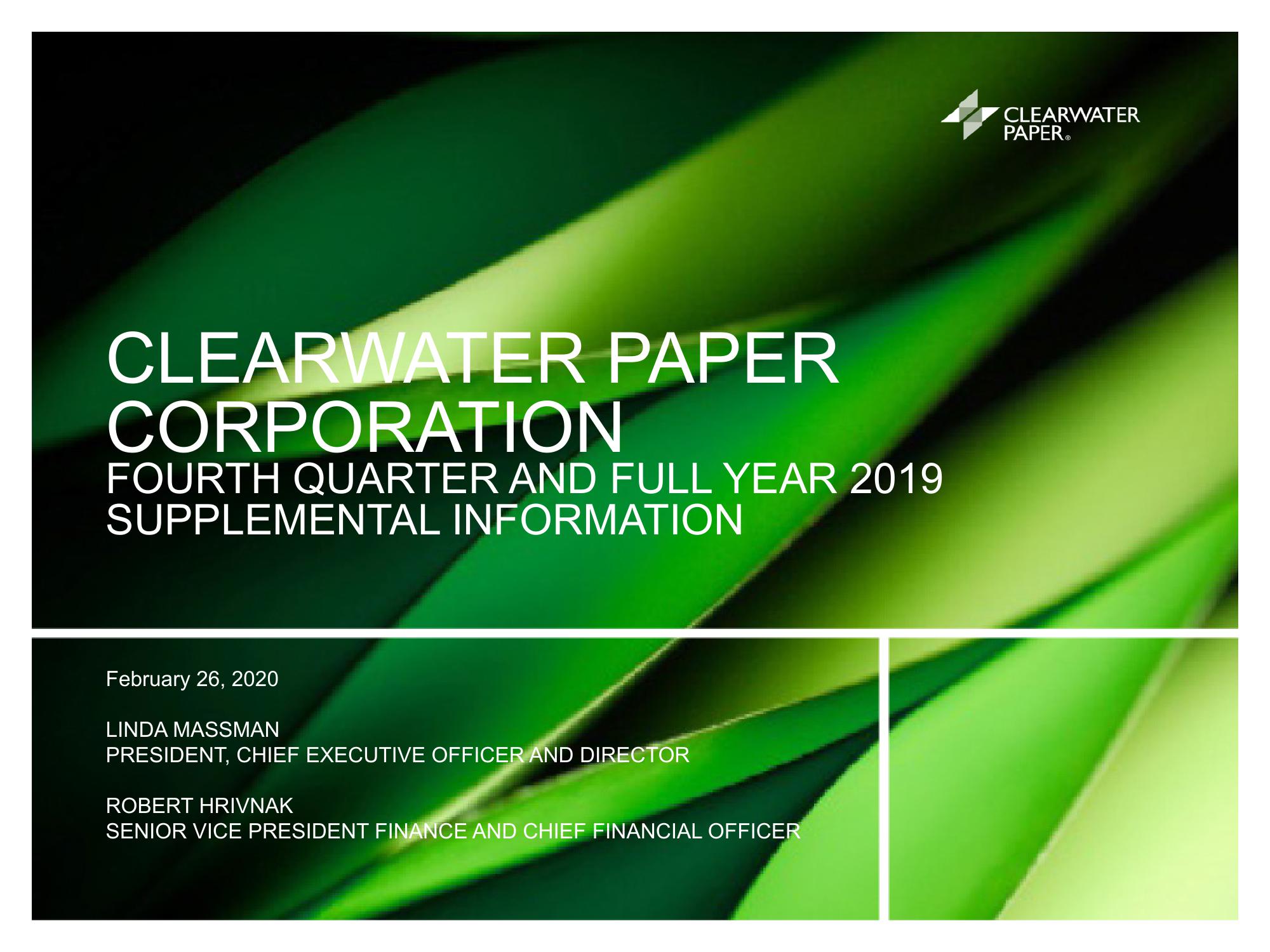 Clearwater Paper Corporation Fourth Quarter and Full Year 2019 Supplemental Information image