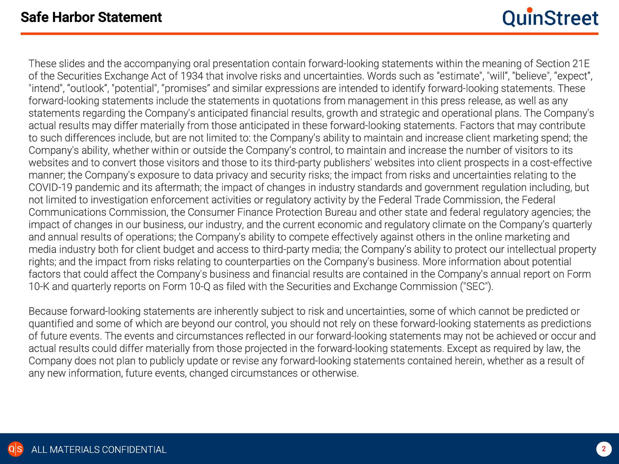 QuinStreet Investor Presentation slide image #2