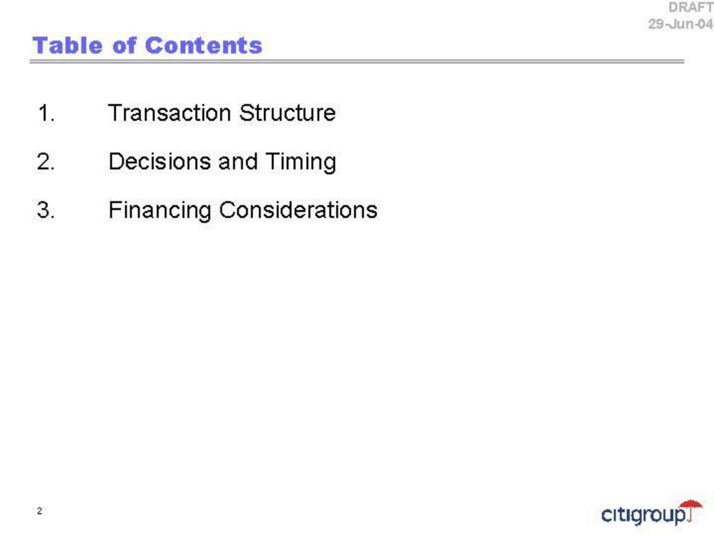 Citi Investment Banking Pitch Book slide image #3