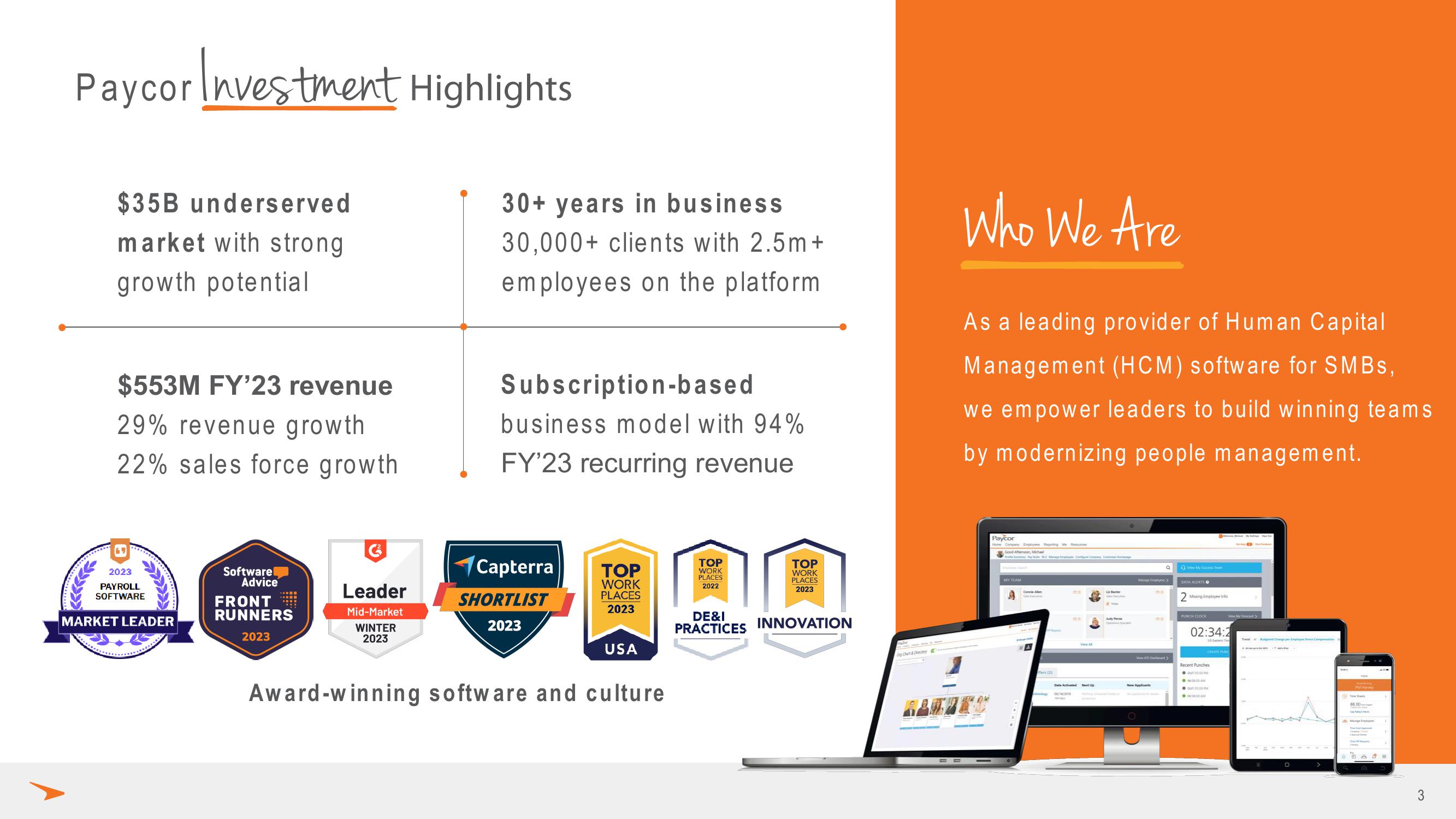 Paycor Investor Presentation Deck slide image #3
