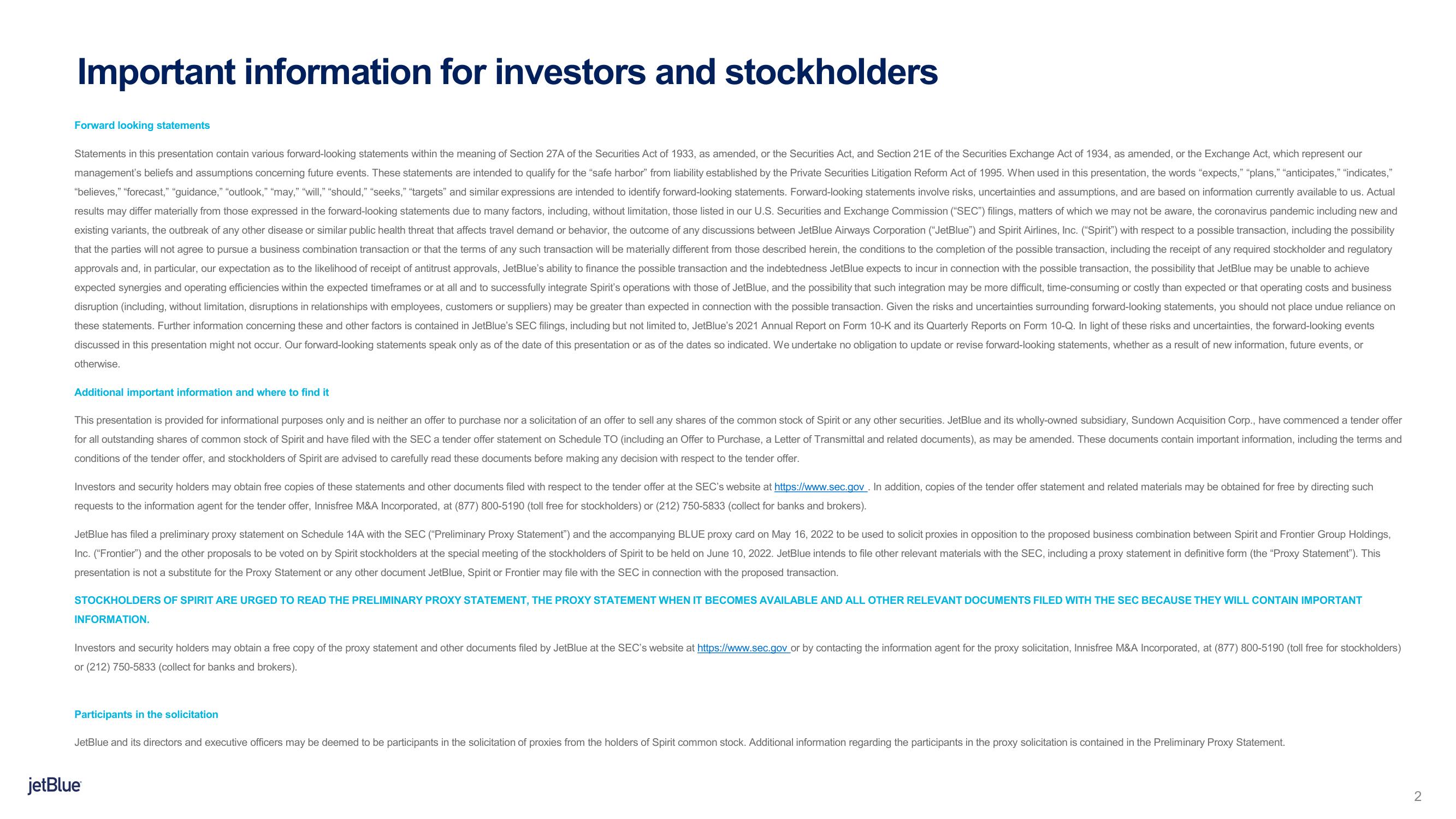 jetBlue Mergers and Acquisitions Presentation Deck slide image #2