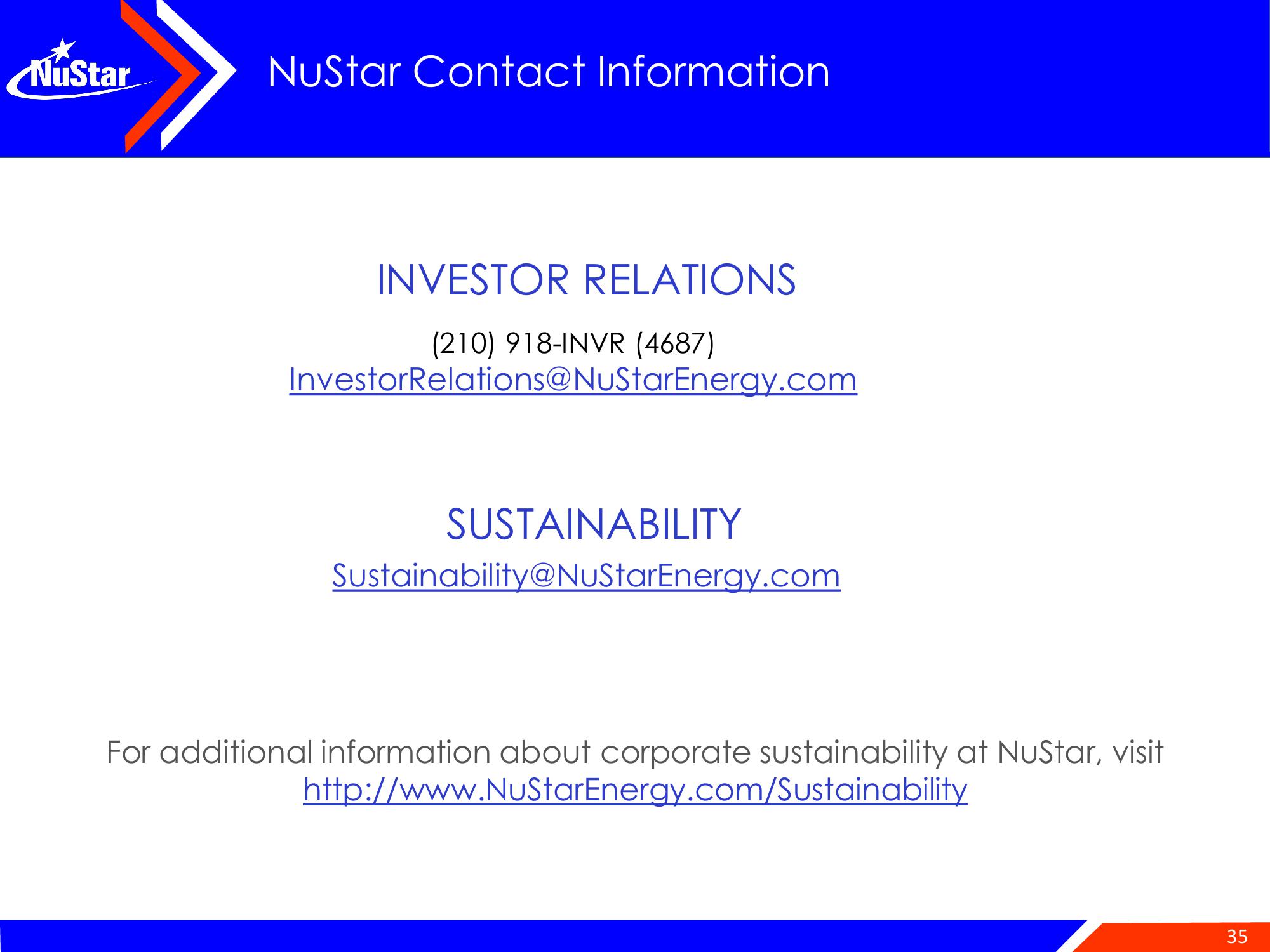 NuStar Energy Investor Conference Presentation Deck slide image #35