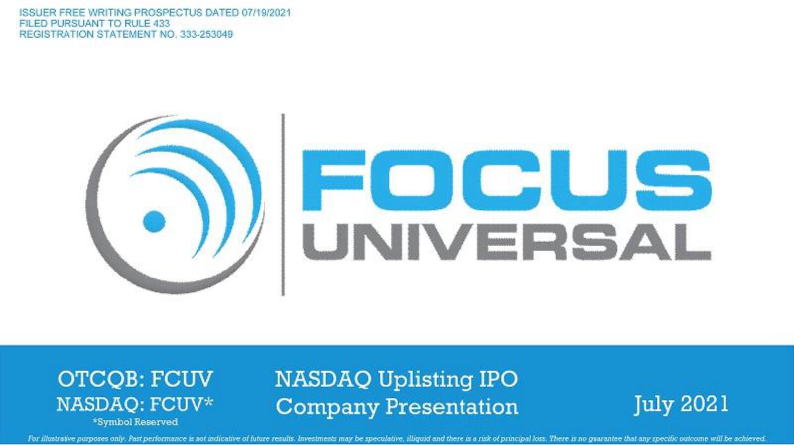 Focus Universal IPO Presentation Deck image