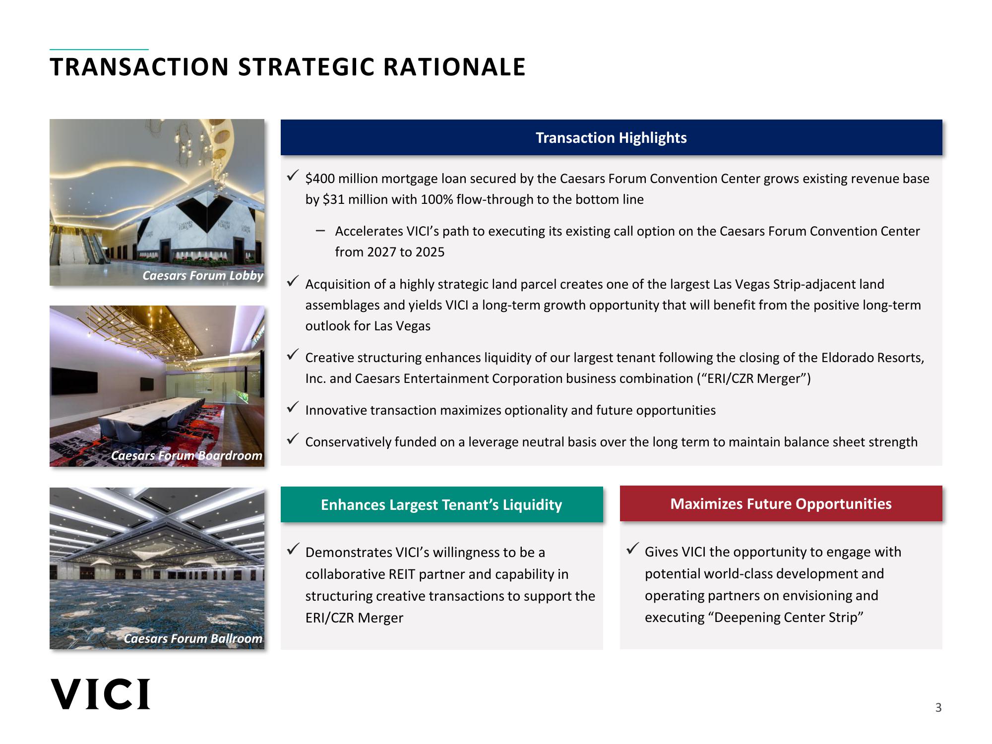 Caesars Forum Convention Center Mortgage Load and Las Vegas Land Acquisition slide image #3