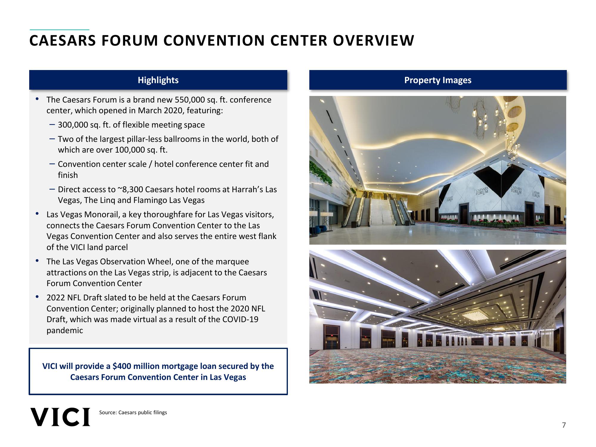 Caesars Forum Convention Center Mortgage Load and Las Vegas Land Acquisition slide image #7