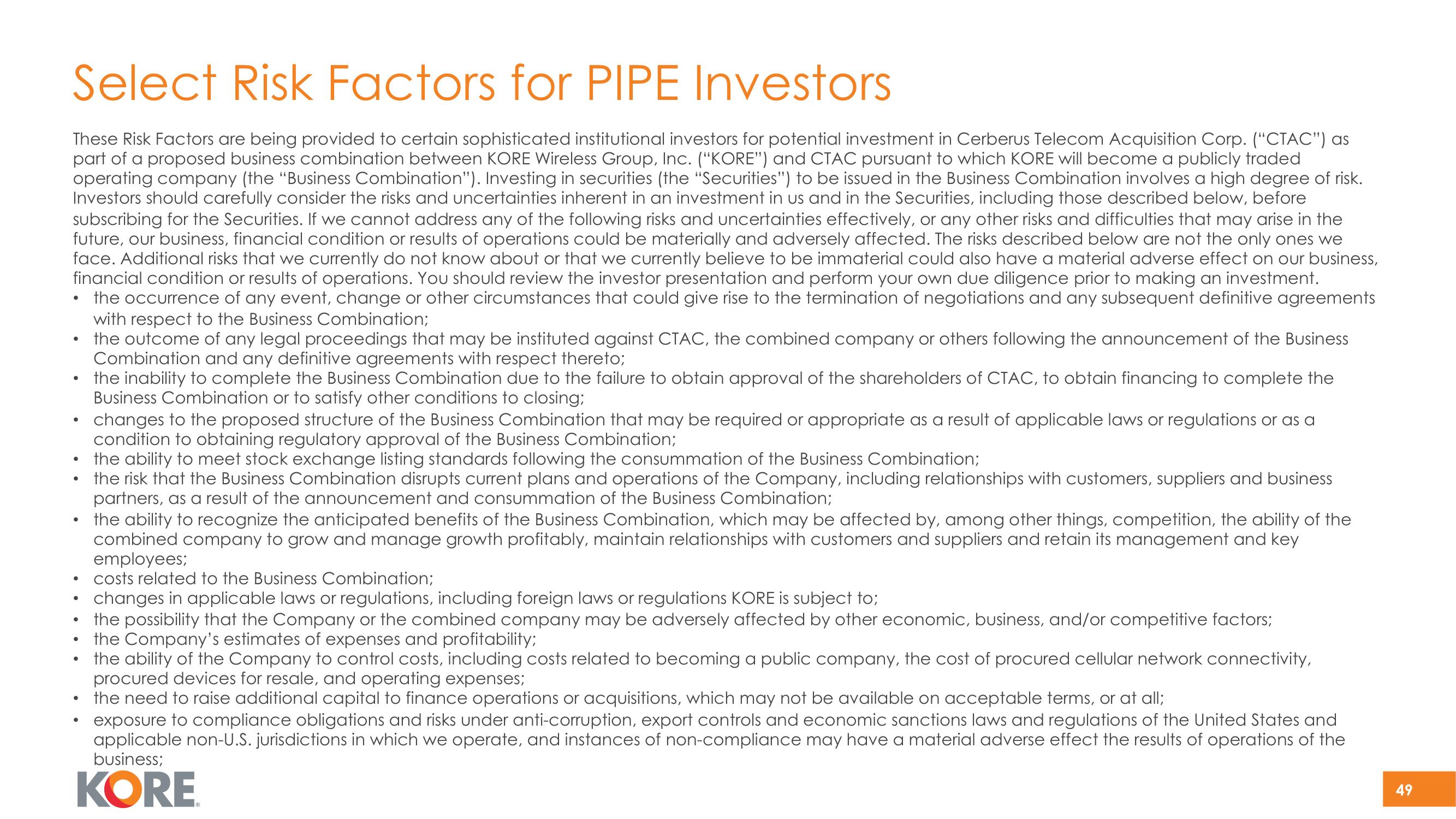 Kore SPAC Presentation Deck slide image