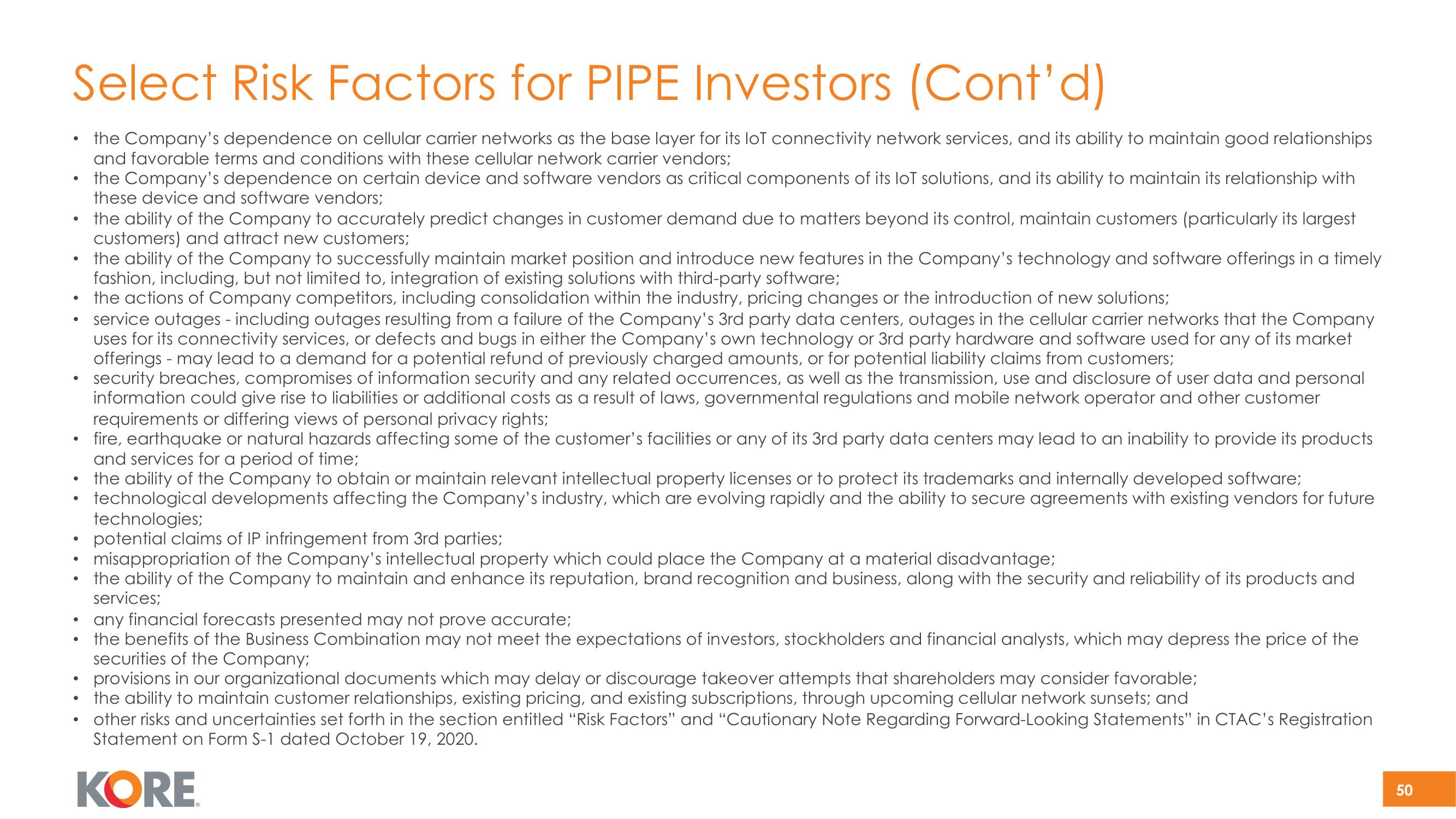 Kore SPAC Presentation Deck slide image