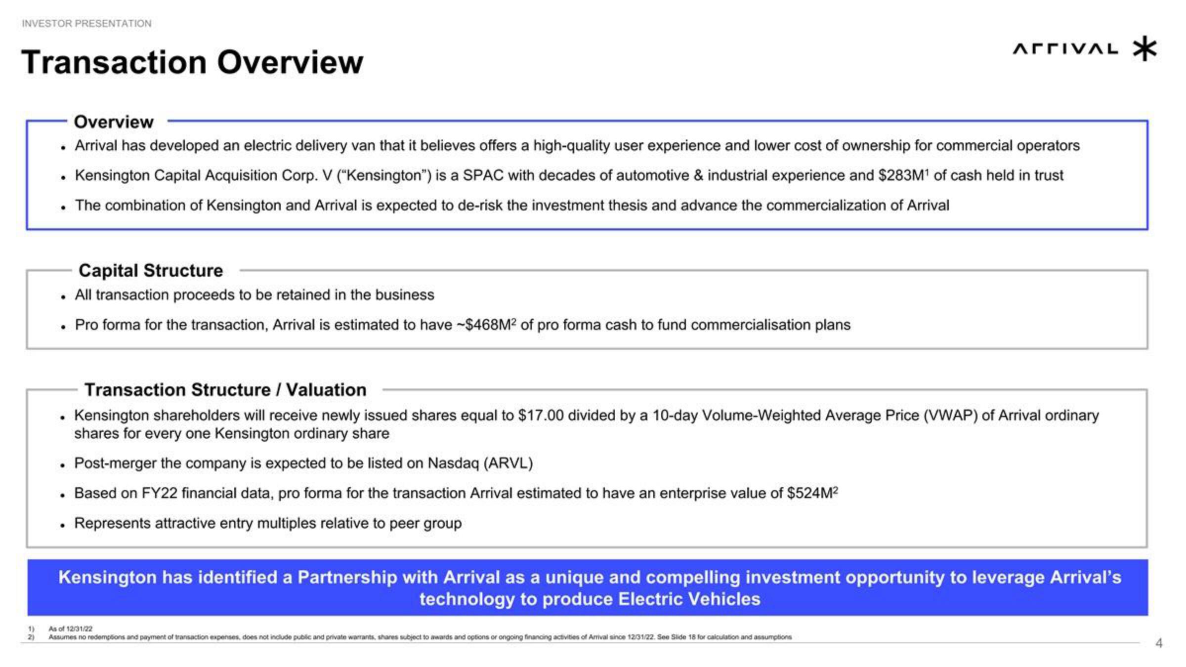 Arrival SPAC Presentation Deck slide image #4