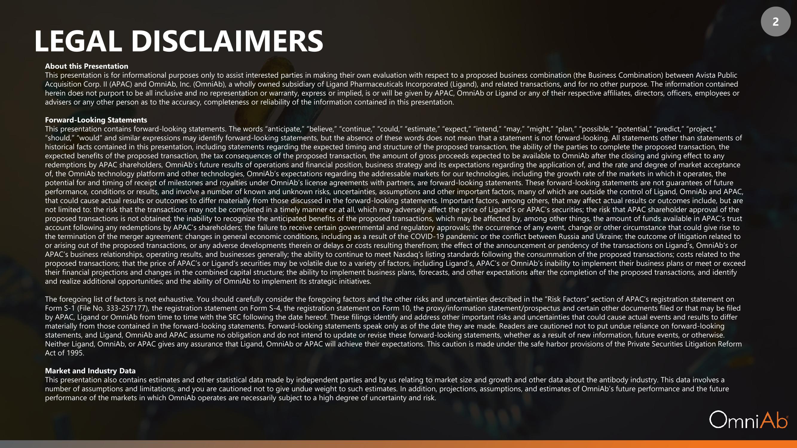 OmniAb SPAC Presentation Deck slide image #2