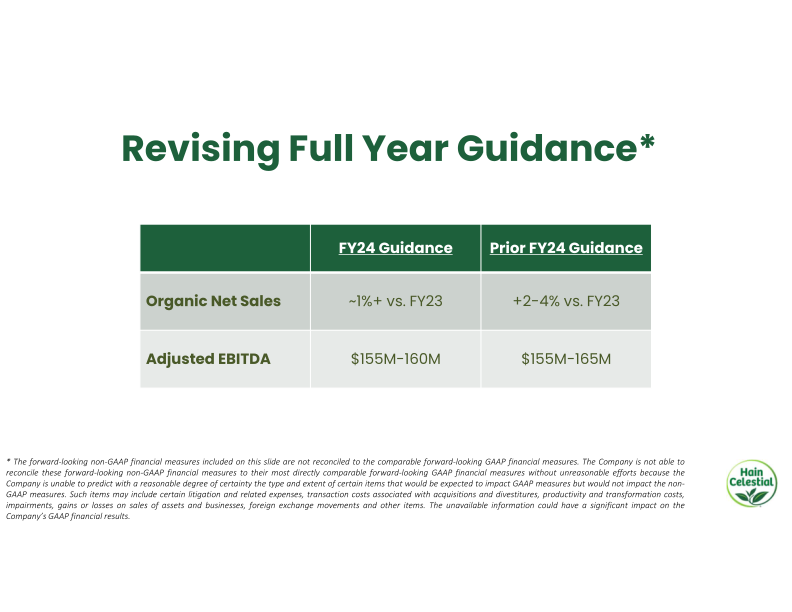 Hain Celestial Second Quarter Fiscal Year 2024 Financial Results slide image #18