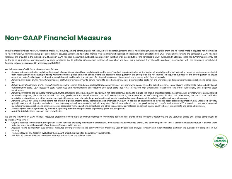 Hain Celestial Second Quarter Fiscal Year 2024 Financial Results slide image #4