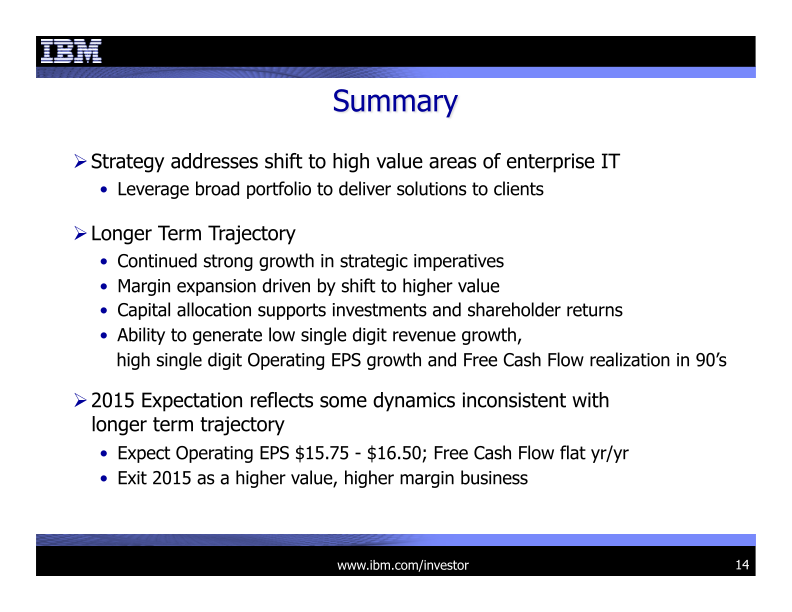 IBM 4Q 2014 Earnings Presentation  slide image #15