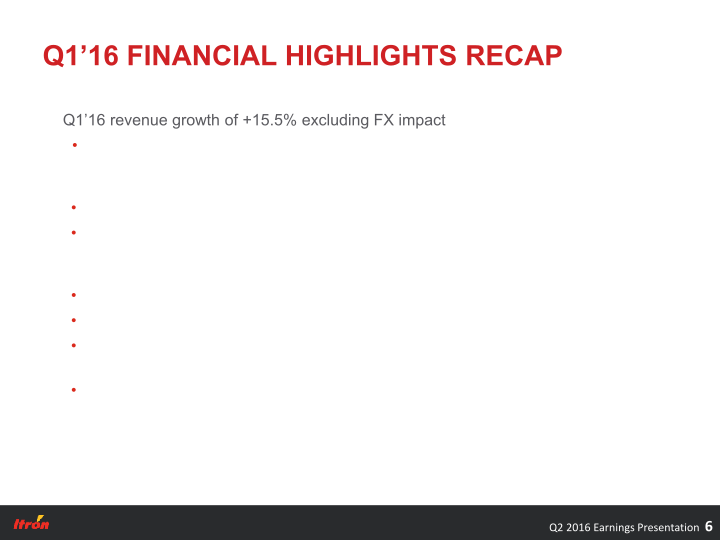 Second Quarter 2016 Earnings Conference Call slide image #7