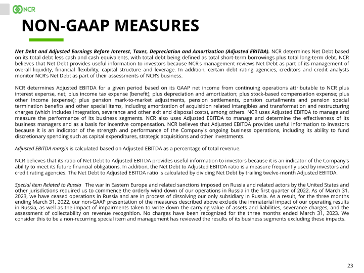 NCR Q1 2023 Earnings Conference Call slide image #24