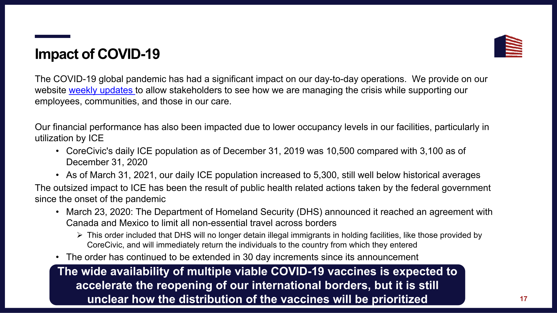 CoreCivic Investor Presentation slide image #19