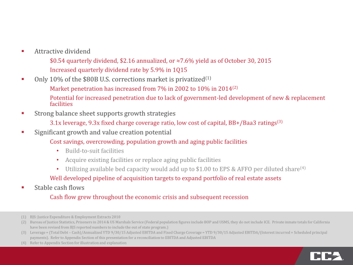 CoreCivic Third Quarter 2015 Investor Presentation slide image #4