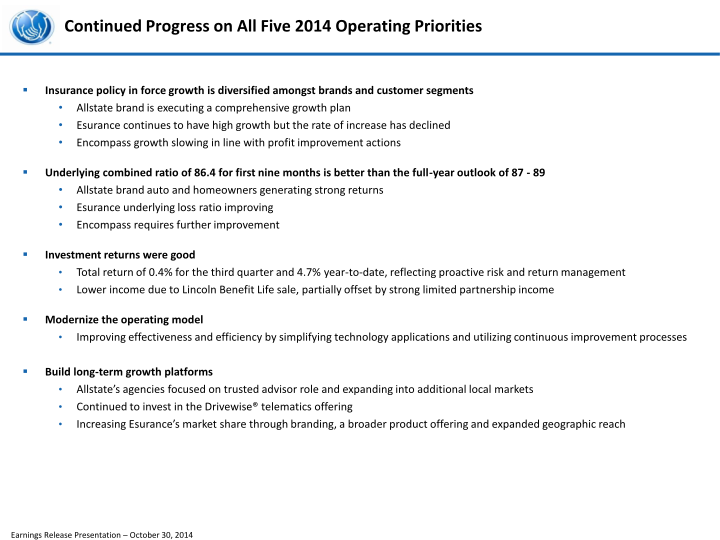 Third Quarter 2014 Earnings Presentation slide image #6