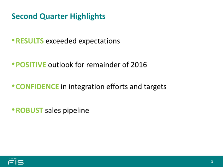 Second Quarter 2016 Earnings Call slide image #6