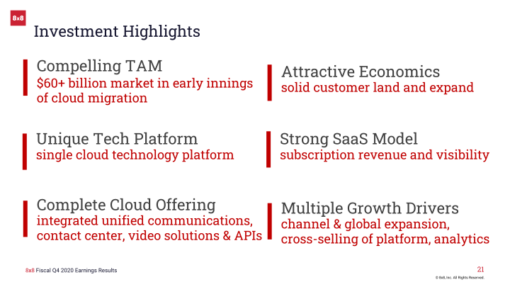 8x8 Earnings Result Fourth Quarter Fiscal 2020 slide image