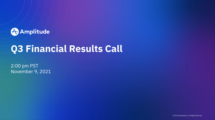 Amplitude Q3 Financial Results Call image