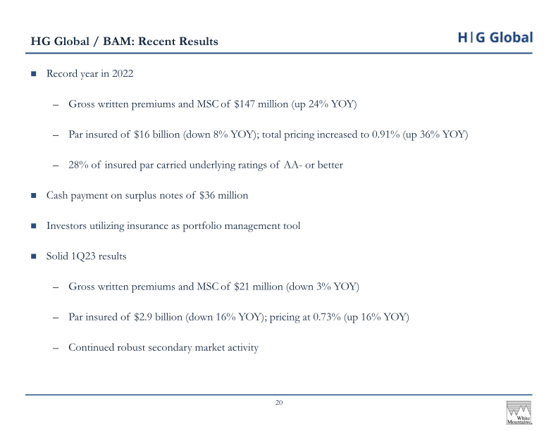 White Mountains Insurance Group Ltd 2023 Annual Investor Presentation slide image #22