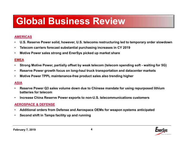 Enersys 3rd Quarter Earnings Conference Call slide image #5