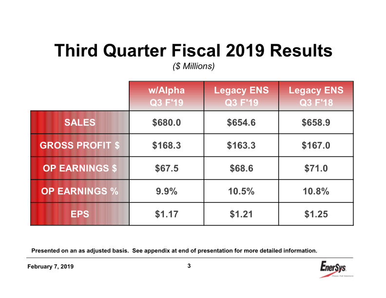 Enersys 3rd Quarter Earnings Conference Call slide image #4