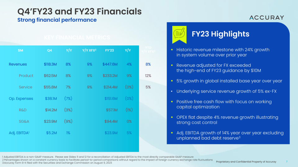 Accuray Q4’FY23 Earnings Call slide image #8