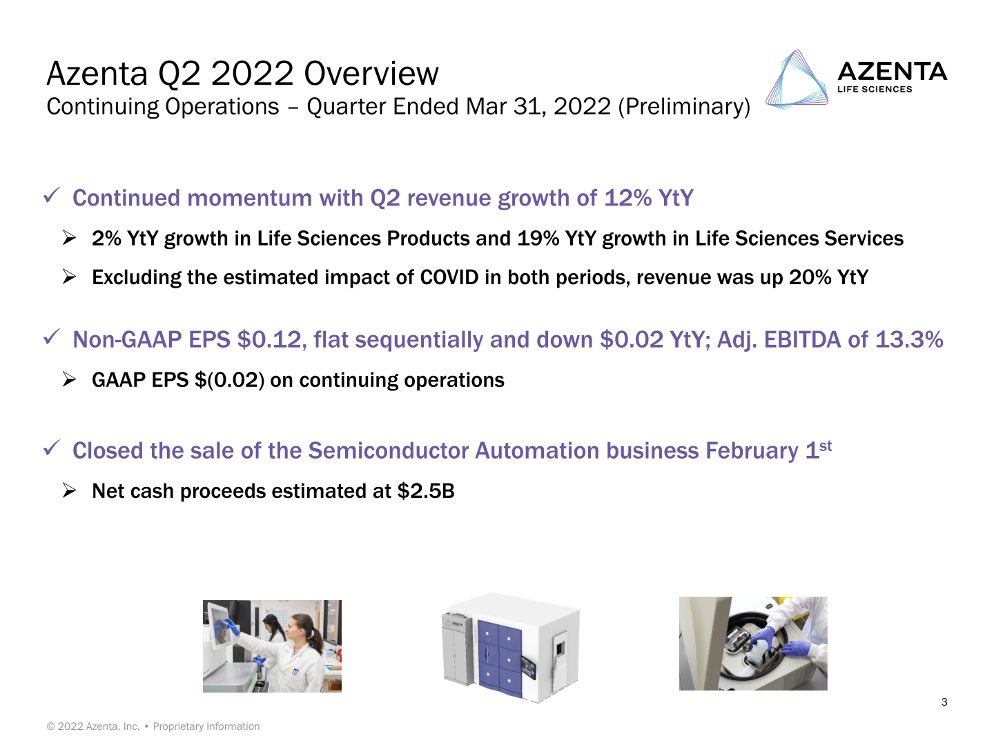 Conference Call Azenta Life Sciences Second Quarter FY22 Preliminary Financial Results slide image #4