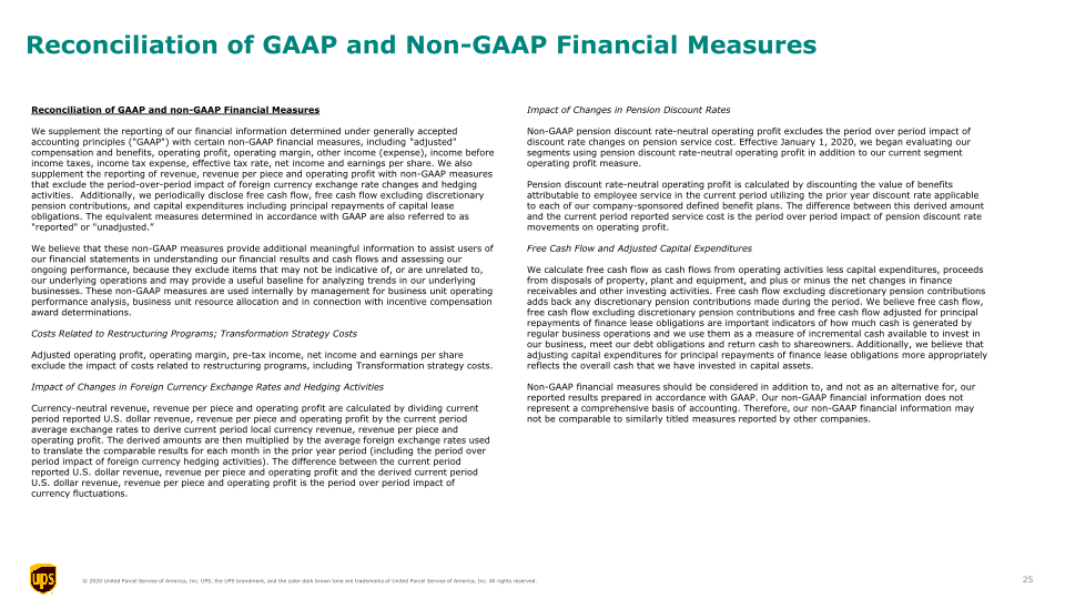 UPS 3Q20 Earnings Call slide image #26