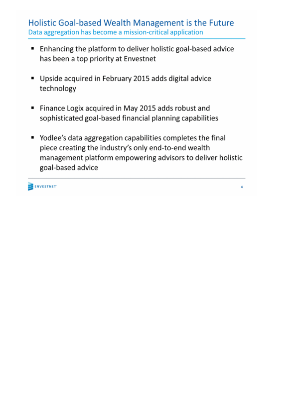 Strategic Update Envestnet to Aquire Yodlee slide image #5
