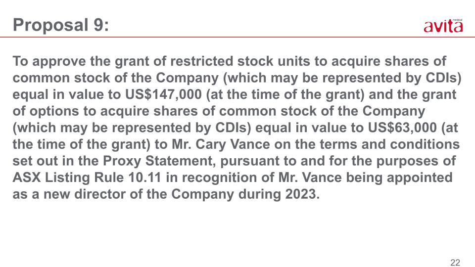 Avita Annual Meeting of Stockholders slide image #22