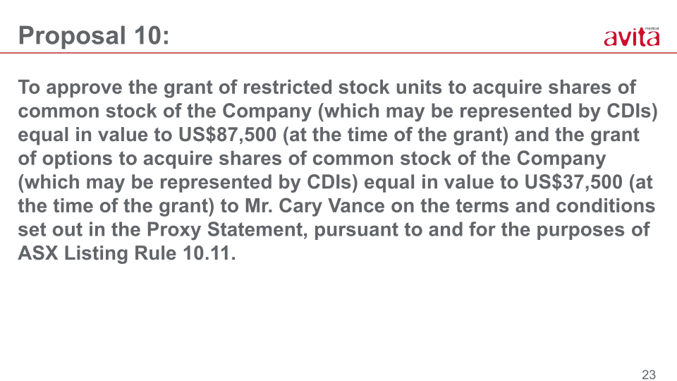 Avita Annual Meeting of Stockholders slide image #23