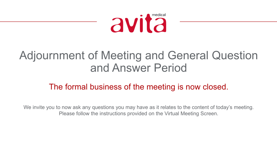 Avita Annual Meeting of Stockholders slide image #29