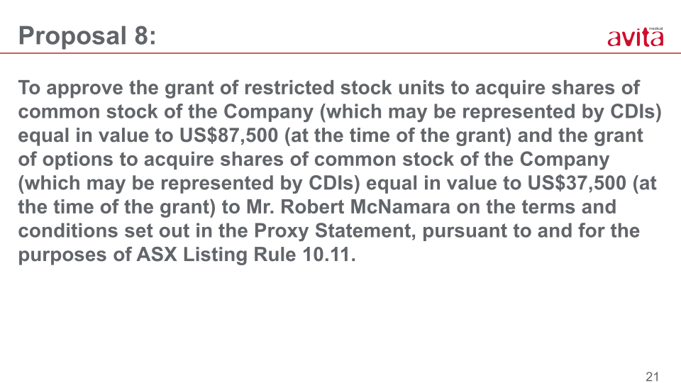 Avita Annual Meeting of Stockholders slide image #21