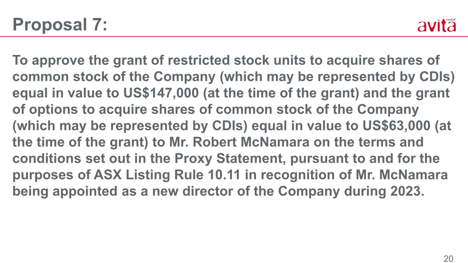 Avita Annual Meeting of Stockholders slide image #20