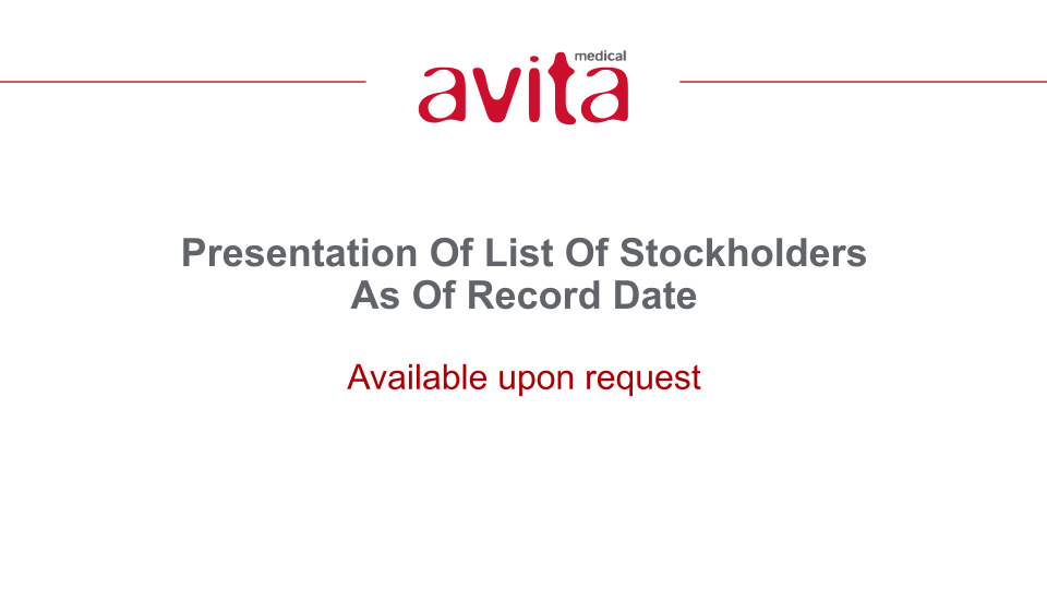 Avita Annual Meeting of Stockholders slide image #10