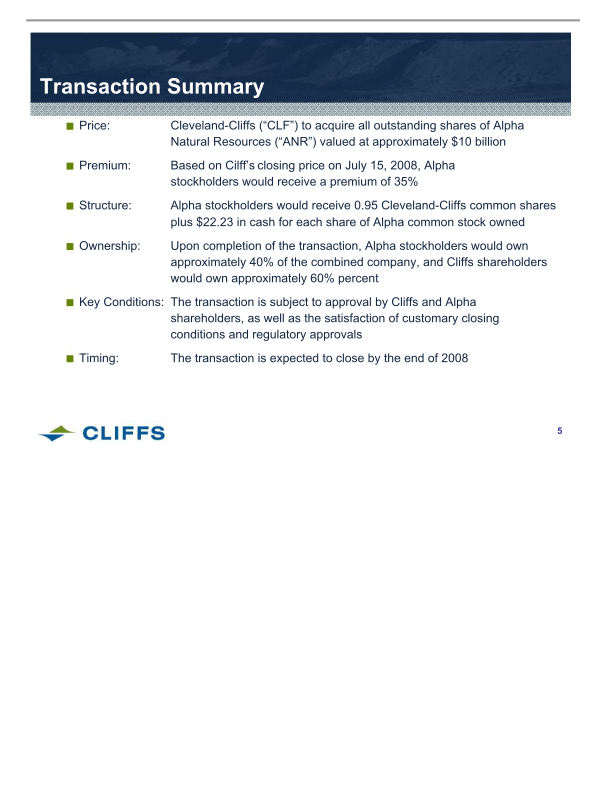 Cliffs Natural Resources Investor Presentation slide image #6