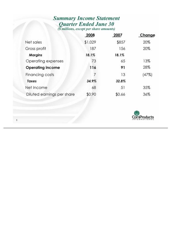 2008 Second- Quarter  Earnings Presentation slide image #6