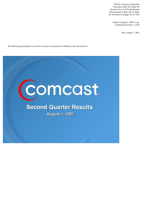 Comcast Second Quarter Results image