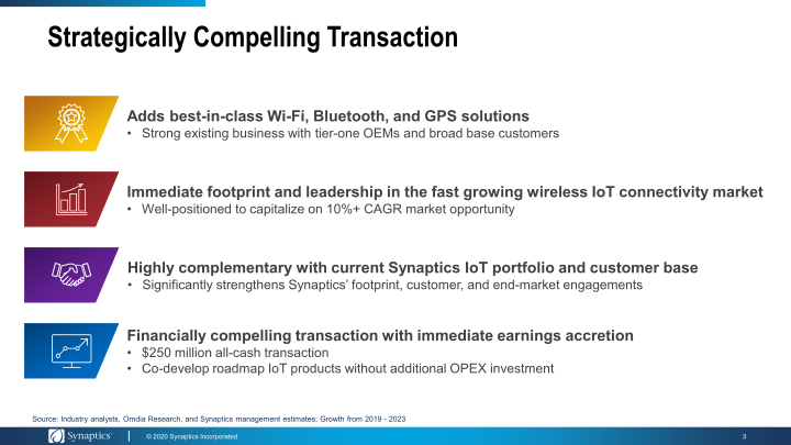 Synaptics to Acquire Rights to Broadcom's Wireless IoT Connectivity Business slide image #4