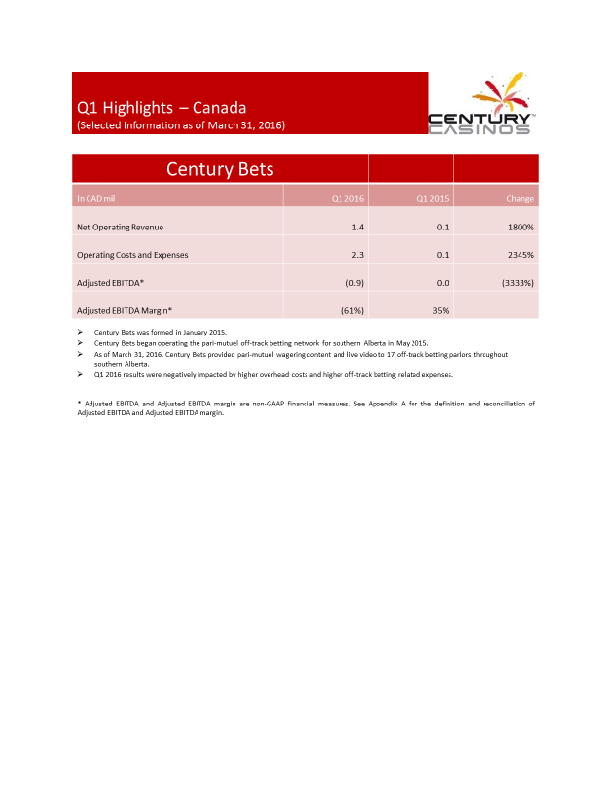 Century-Casinos Financial Results Q1 2016 slide image #13