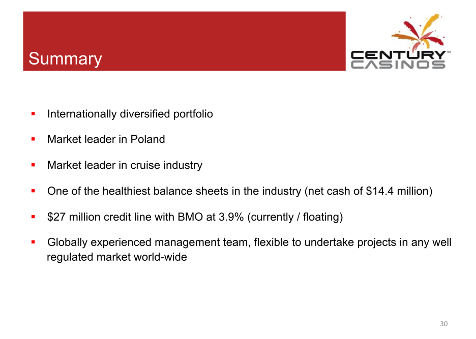 Century Casinos Corporate Presentation slide image #31