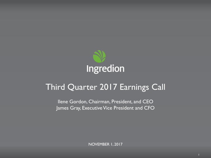 Third Quarter 2017 Earnings Call image