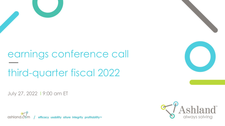 Earnings Conference Call Third Quarter Fiscal 2022 image