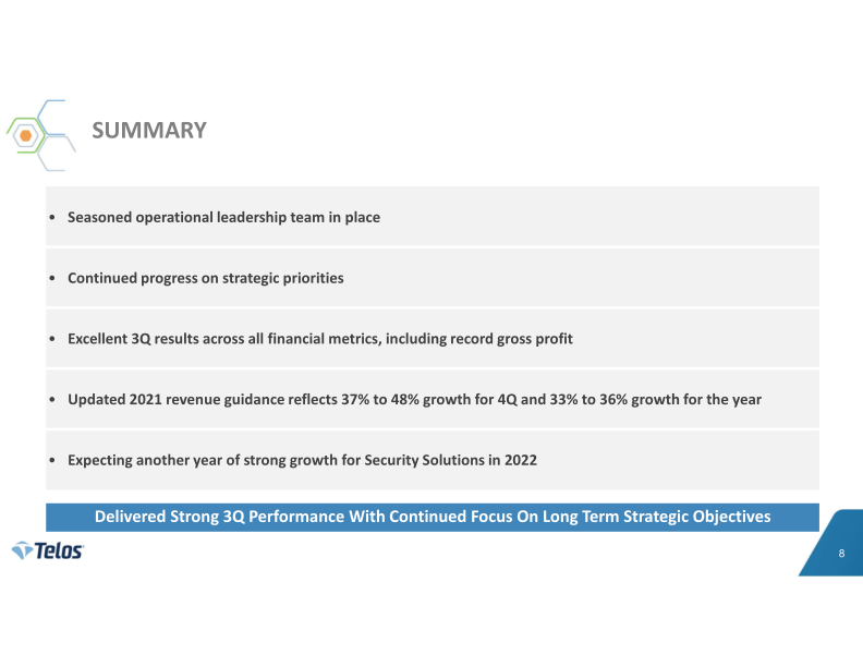 Telos 3Q 2021 Earnings Release slide image #9