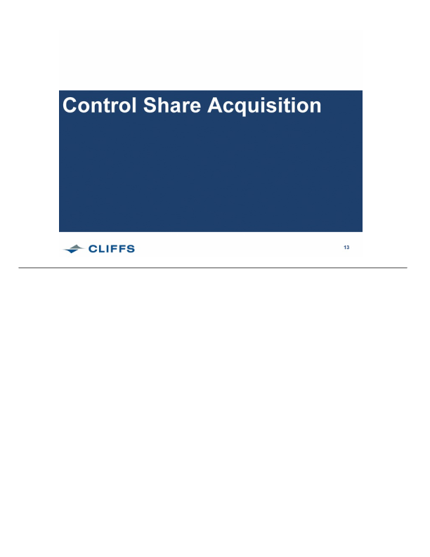 Cleveland- Cliffs Inc Control Share Acquisition Presentation slide image #14